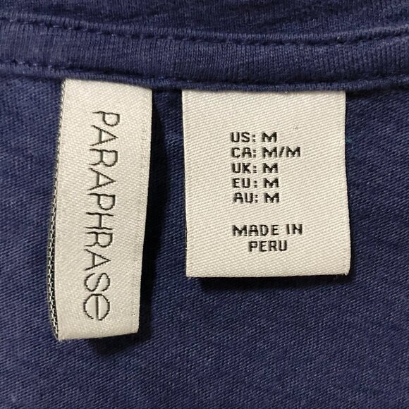 PHARAPHRASE Heathered dark blue peak-a-boo cutout sleeve t-shirt SMALL MEDIUM - Picture 2 of 15